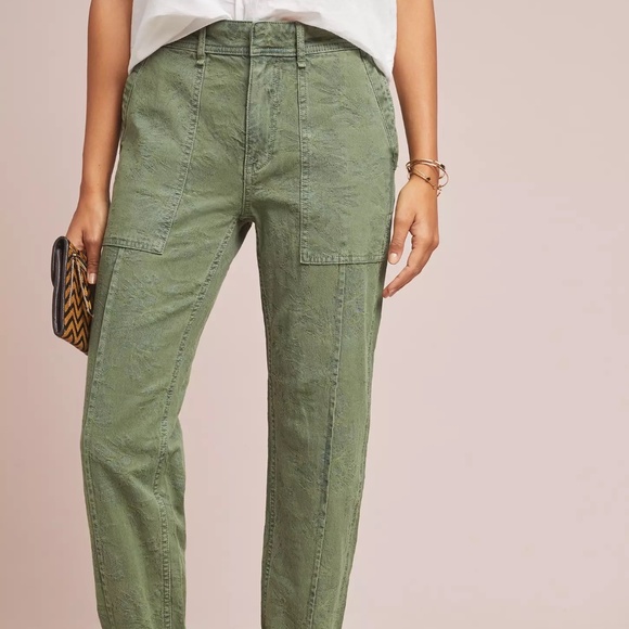Anthropologie Green Cropped Pants - Picture 1 of 12